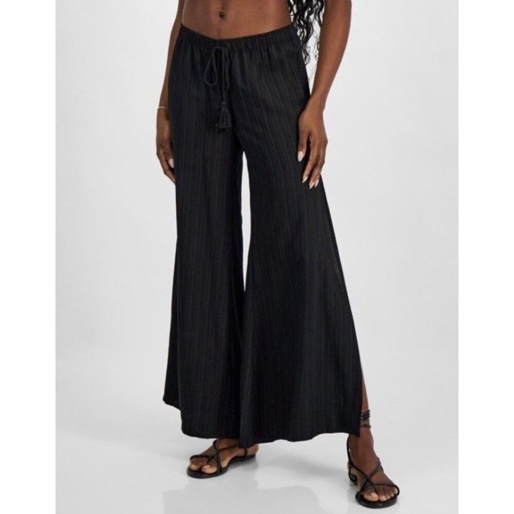 J Valdi Women's Cancun Wide-Leg Black Swim Cover-Up Pants Size XL NWT $70